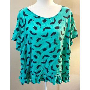 Torrid Top Mint w/ Navy Feathers